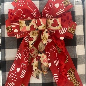 Valentine’s Day bow,Wreath bow,Lantern bow,Wired ribbon,get 2 small bows FREE